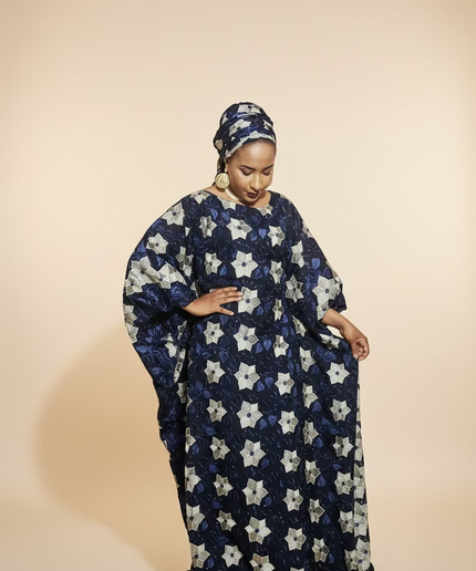 Dentelle nigeriane sekina - Bleu nuit