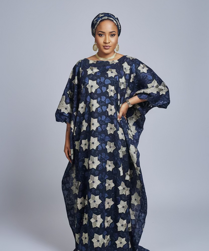 Dentelle nigeriane sekina - Bleu nuit