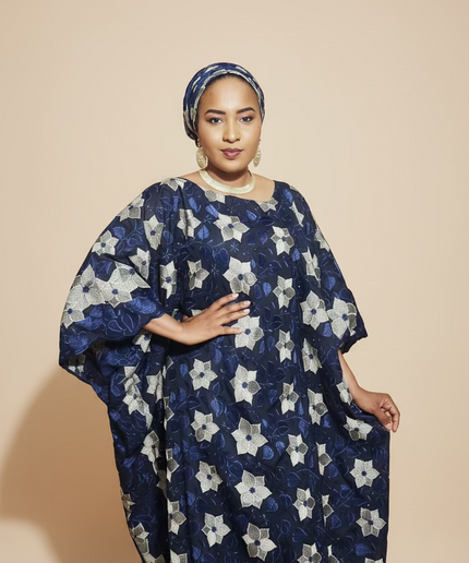 Dentelle nigeriane sekina - Bleu nuit