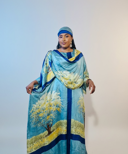 Classy boubou soie - Bleu