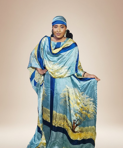 Classy boubou soie - Bleu