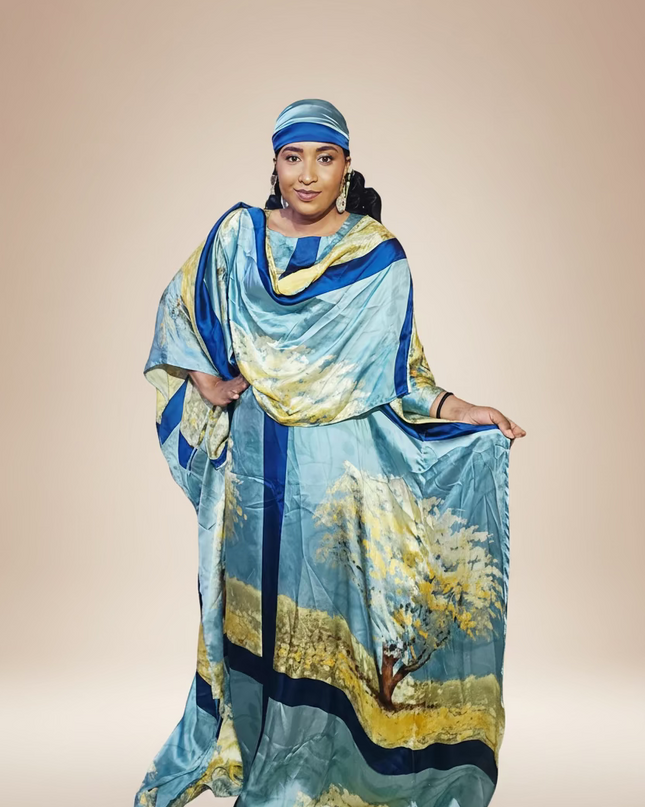 Classy boubou soie - Bleu