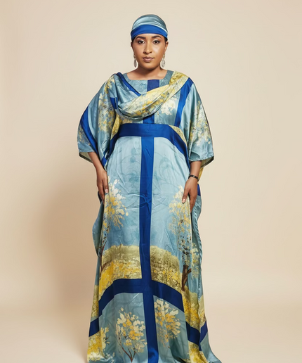 Classy boubou soie - Bleu