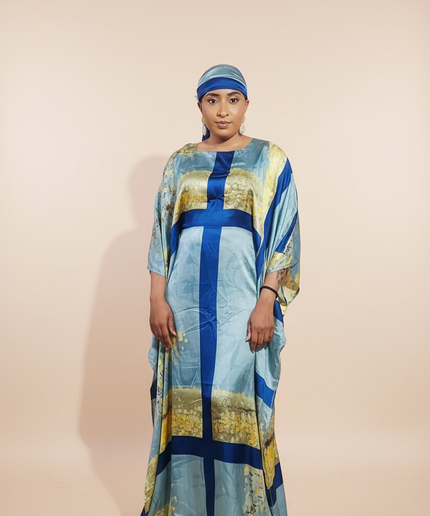 Classy boubou soie - Bleu