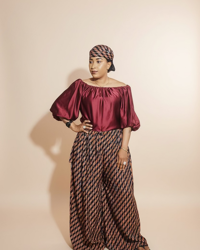 Ensemble crêpe pantalon large - Uni