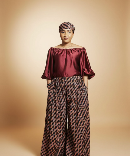 Ensemble crêpe pantalon large - Uni