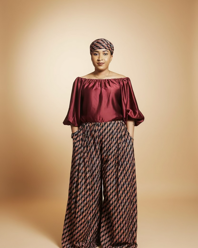 Ensemble crêpe pantalon large - Uni