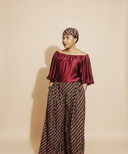 Ensemble crêpe pantalon large - Uni