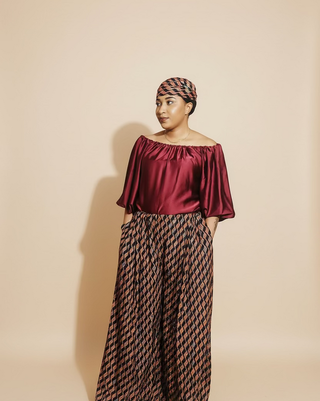 Ensemble crêpe pantalon large - Uni