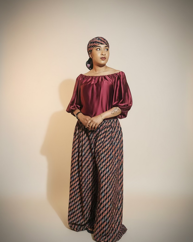 Ensemble crêpe pantalon large - Uni