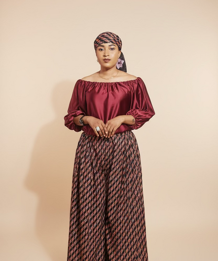 Ensemble crêpe pantalon large - Uni