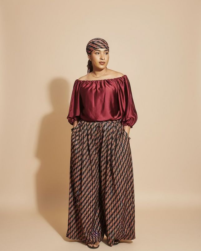 Ensemble crêpe pantalon large - Uni