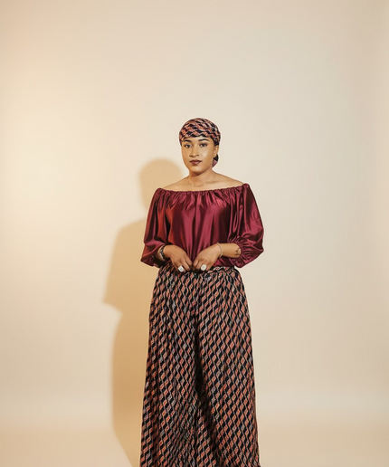 Ensemble crêpe pantalon large - Uni