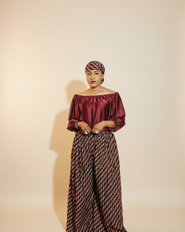 Ensemble crêpe pantalon large - Uni