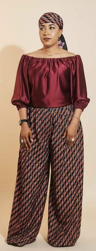 Ensemble crêpe pantalon large - Uni