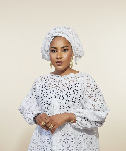 Ensemble dentelle brocart - Blanc