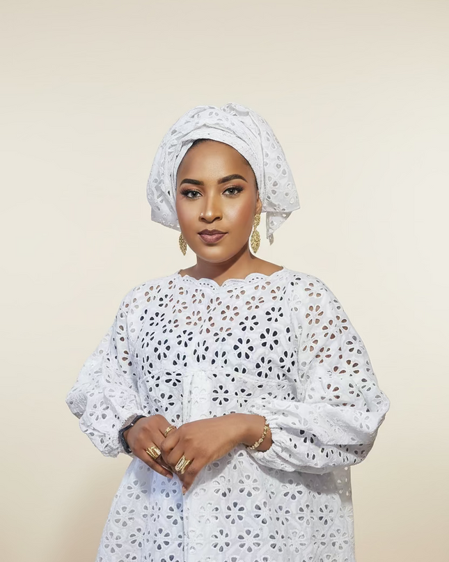 Ensemble dentelle brocart - Blanc