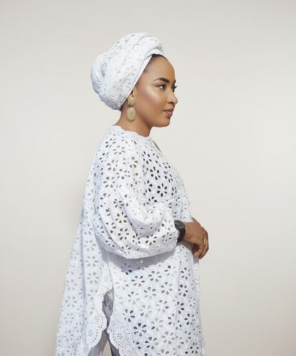 Ensemble dentelle brocart - Blanc