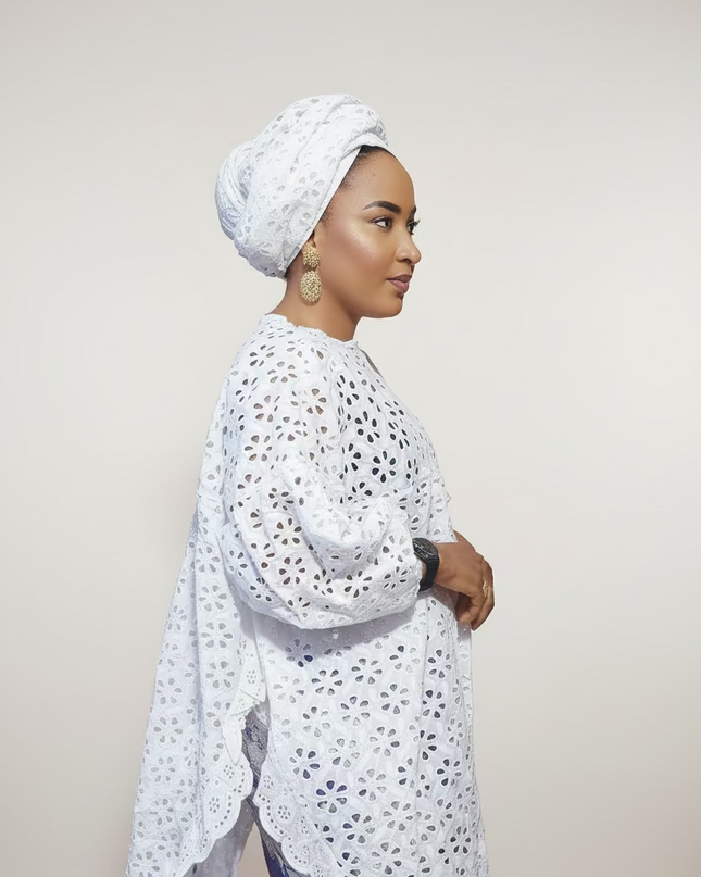 Ensemble dentelle brocart - Blanc