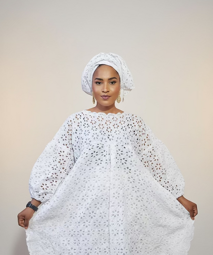 Ensemble dentelle brocart - Blanc