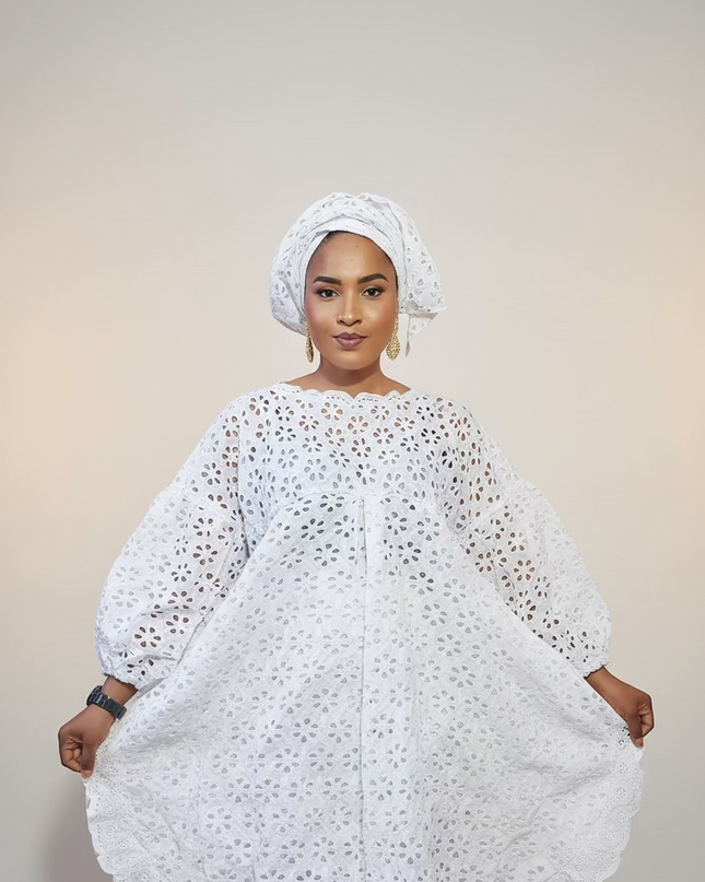 Ensemble dentelle brocart - Blanc