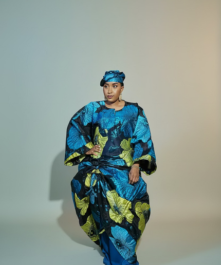 Ensemble brocart organza zuleyka   - Vert bleu