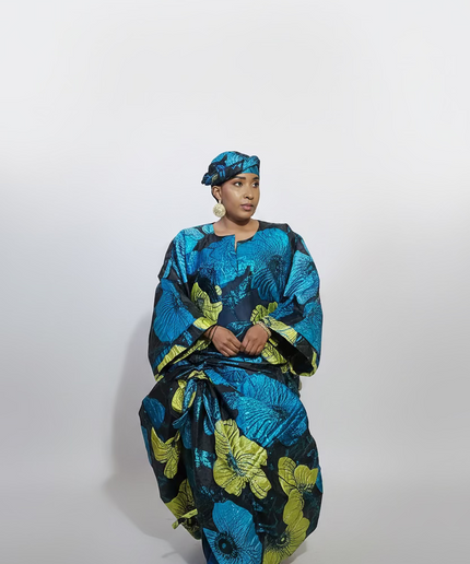 Ensemble brocart organza zuleyka   - Vert bleu