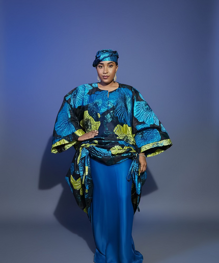 Ensemble brocart organza zuleyka   - Vert bleu