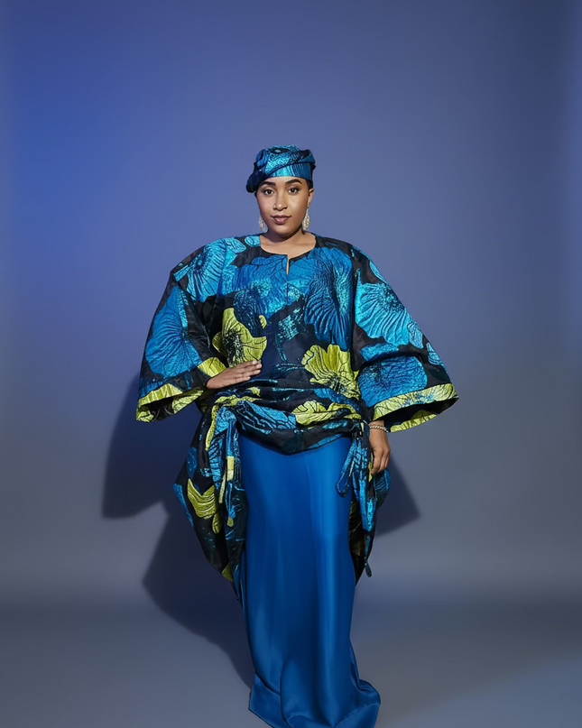 Ensemble brocart organza zuleyka   - Vert bleu