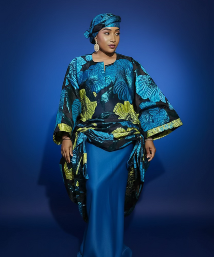 Ensemble brocart organza zuleyka   - Vert bleu