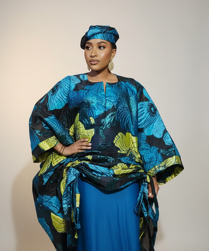 Ensemble brocart organza zuleyka   - Vert bleu