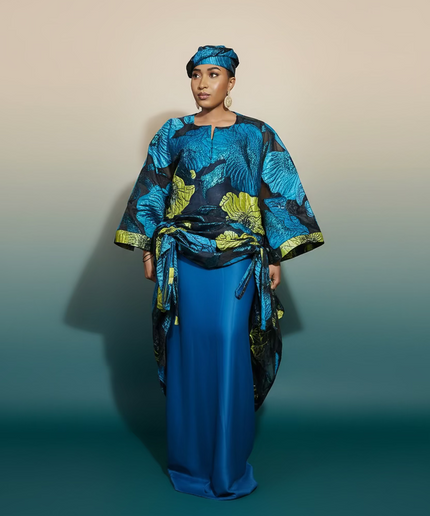 Ensemble brocart organza zuleyka   - Vert bleu