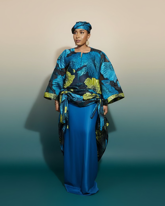 Ensemble brocart organza zuleyka   - Vert bleu