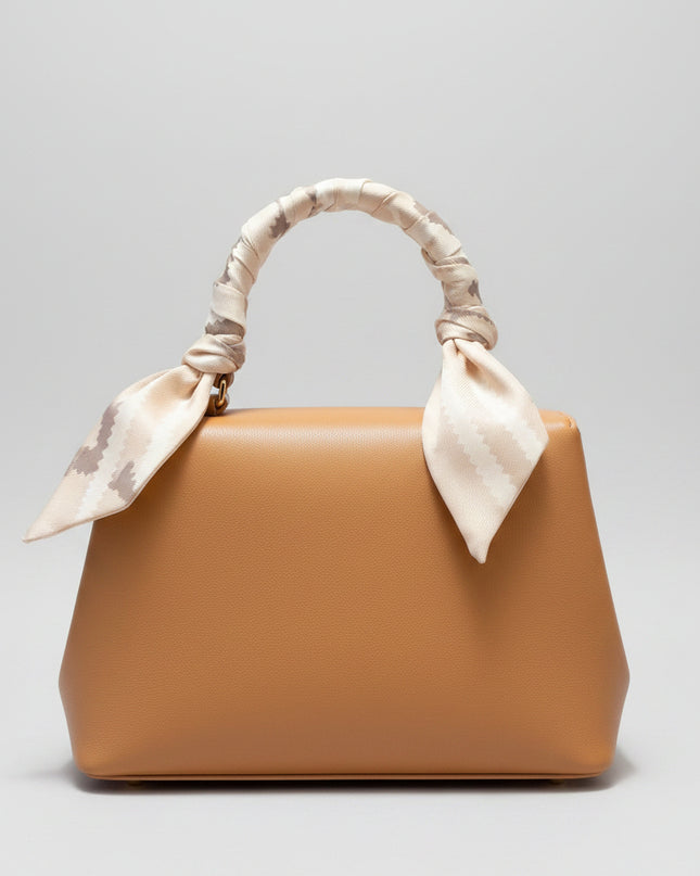 Sac à main brodé carré - Marron