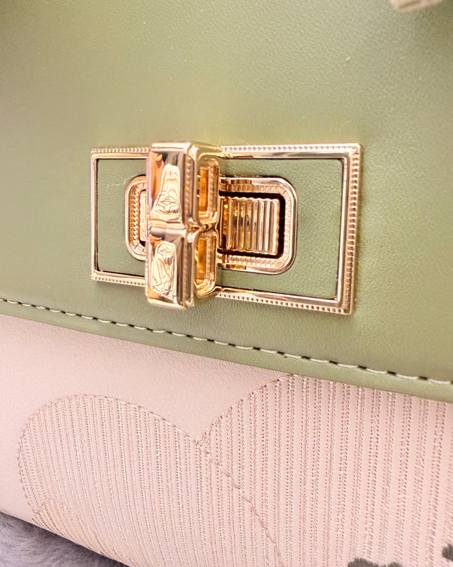 Sac à main brodé carré - Vert