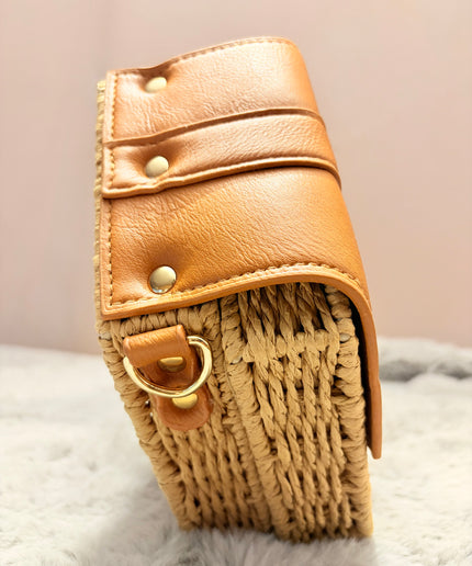 Mini sac style osier hexagonal - Marron