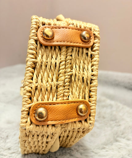 Mini sac style osier hexagonal - Marron