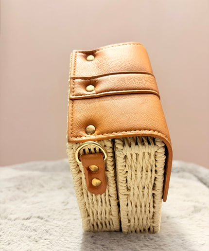 Mini sac style osier hexagonal - Blanc