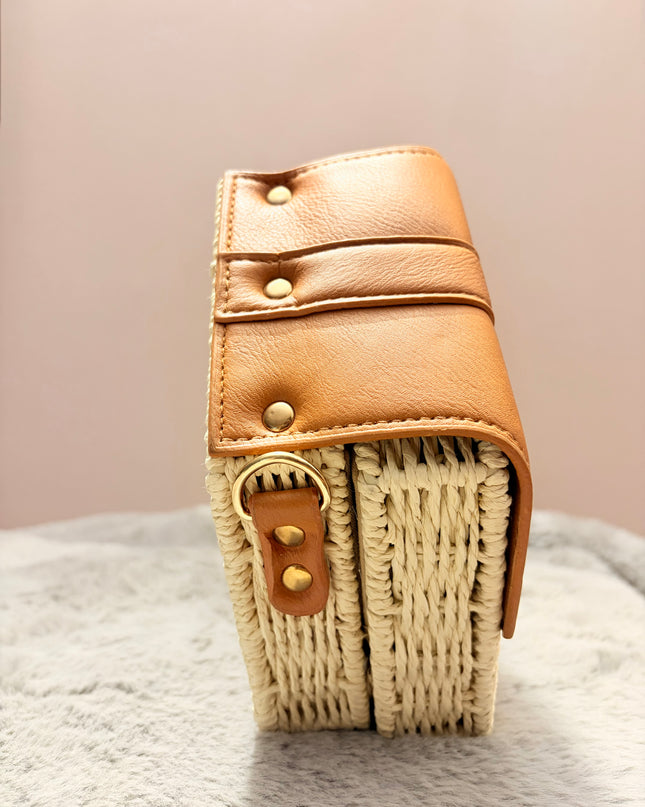 Mini sac style osier hexagonal - Blanc