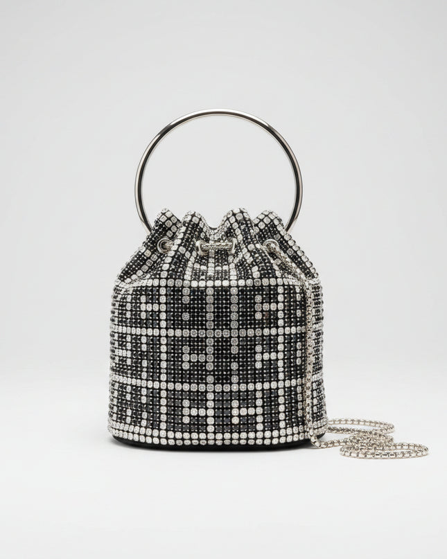 Sac seau orné de strass - Noir