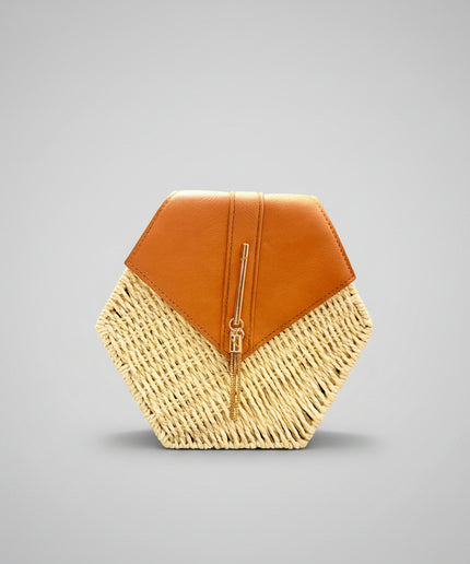 Mini sac style osier hexagonal - Blanc