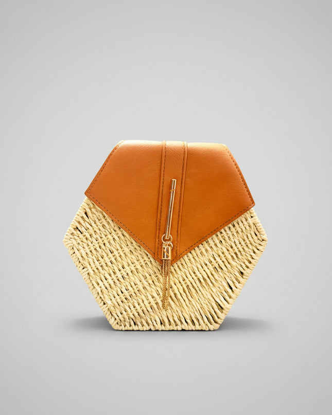 Mini sac style osier hexagonal - Blanc