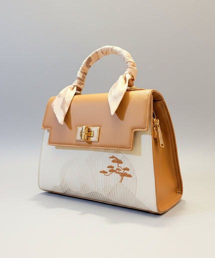 Sac à main brodé carré - Marron