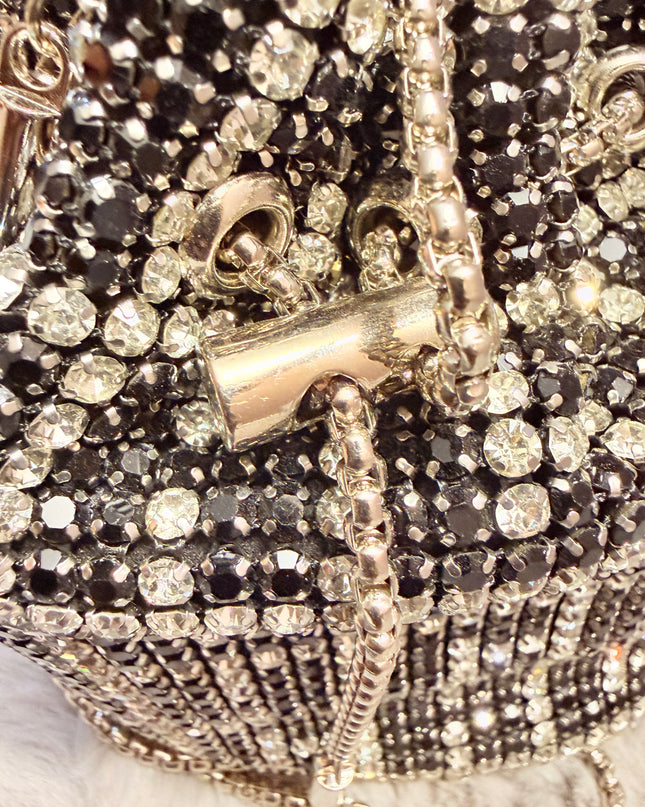 Sac seau orné de strass - Noir