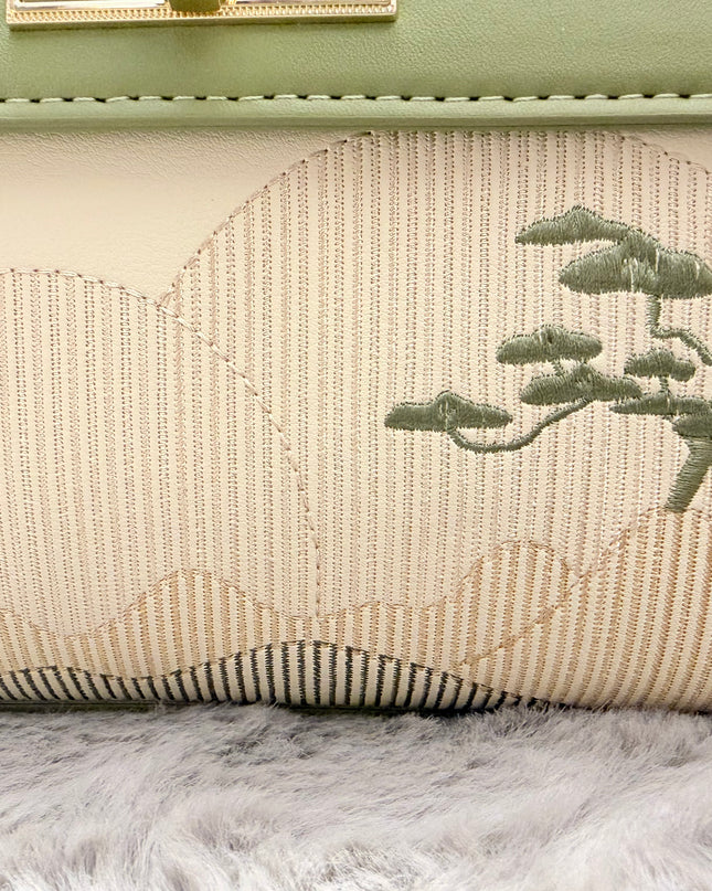 Sac à main brodé carré - Vert