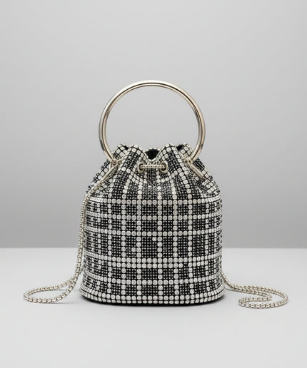 Sac seau orné de strass - Noir