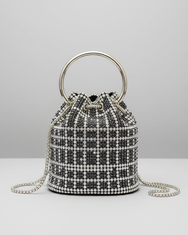 Sac seau orné de strass - Noir