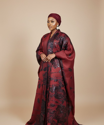 Ensemble brocart dubai - Rouge bordeaux