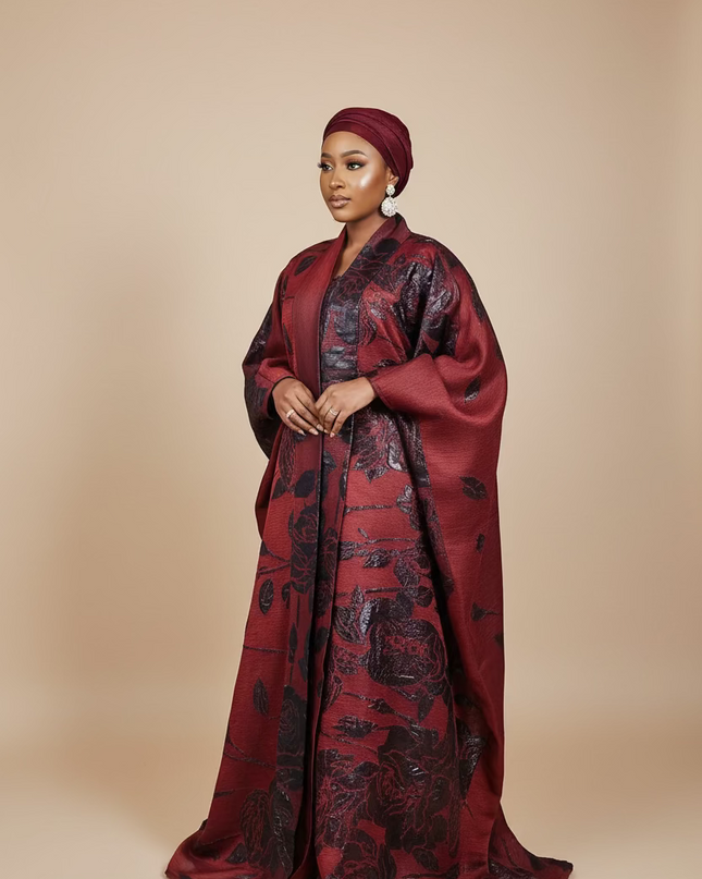 Ensemble brocart dubai - Rouge bordeaux
