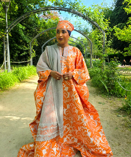 Boubou damask brodé - Orange